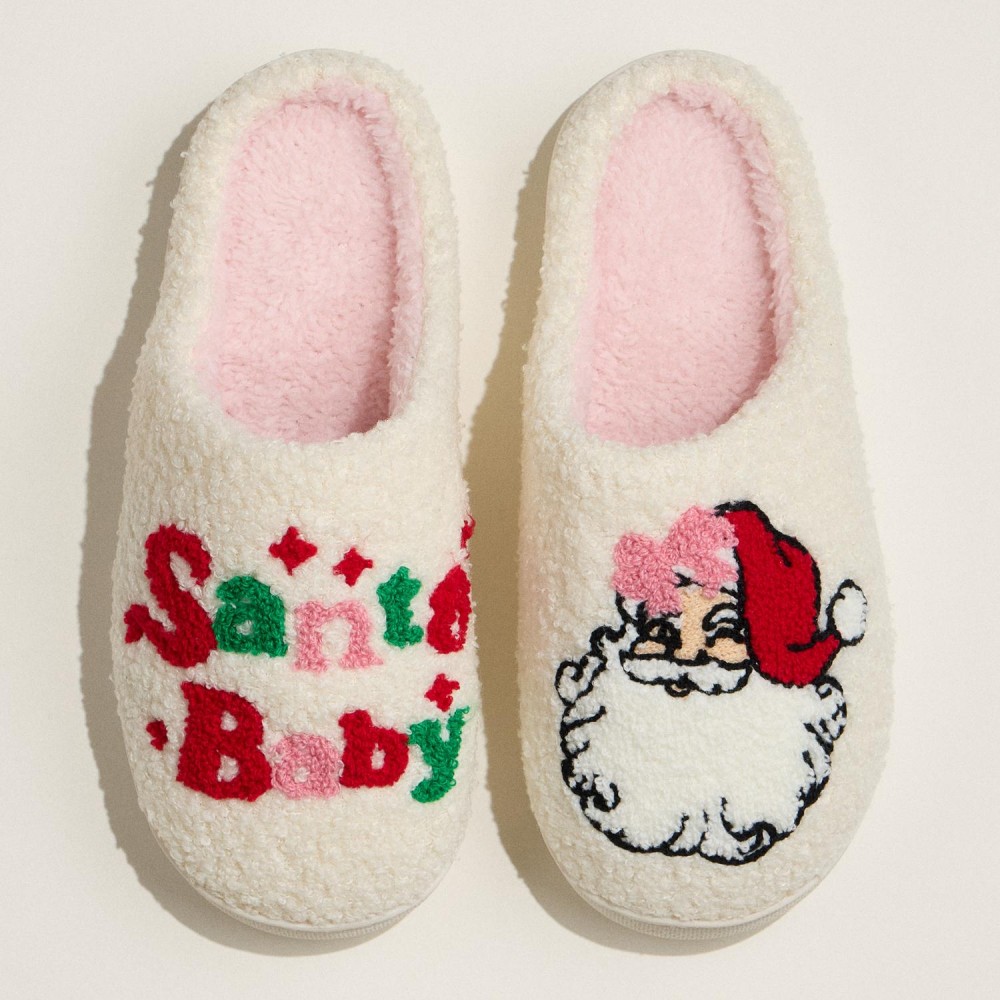 Santa Baby Holiday Slippers - Robber Sole - Non-Slip view 2