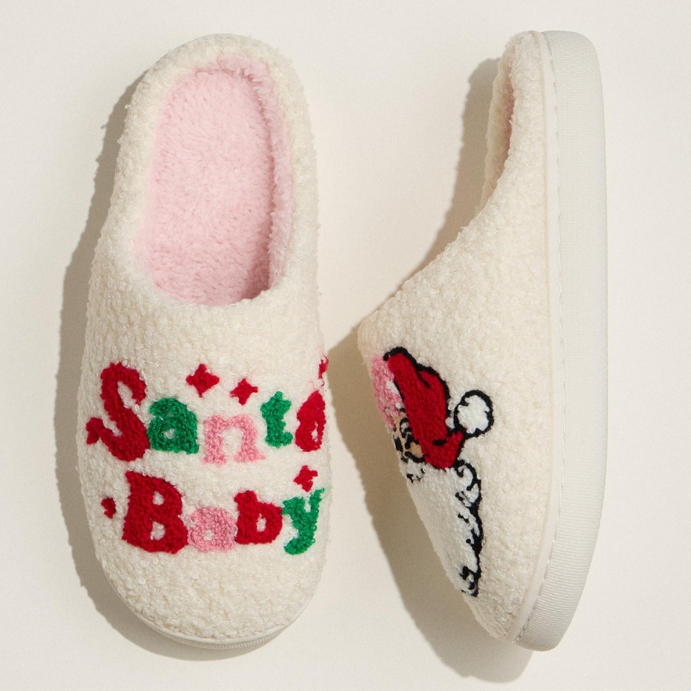 Santa Baby Holiday Slippers - Robber Sole - Non-Slip view 4