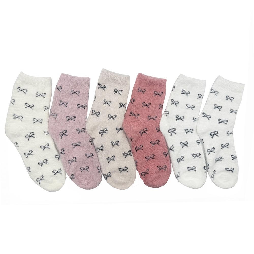 Solmere Soft Plush Knit Socks With Bow Details (6-pack) - One Size Fits Most (Sizes Adult 6-11) - Assorted Colors - 100% Polyester view 2