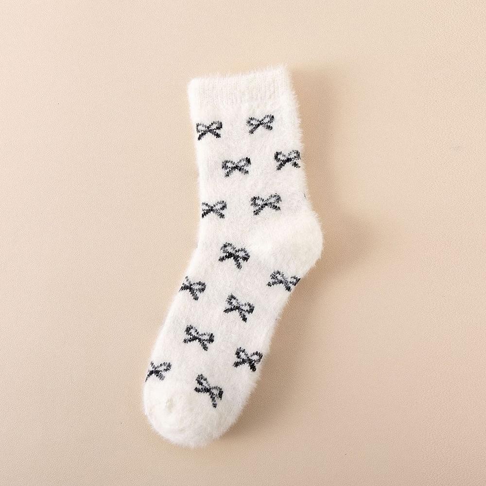 Solmere Soft Plush Knit Socks With Bow Details (6-pack) - One Size Fits Most (Sizes Adult 6-11) - Assorted Colors - 100% Polyester view 6