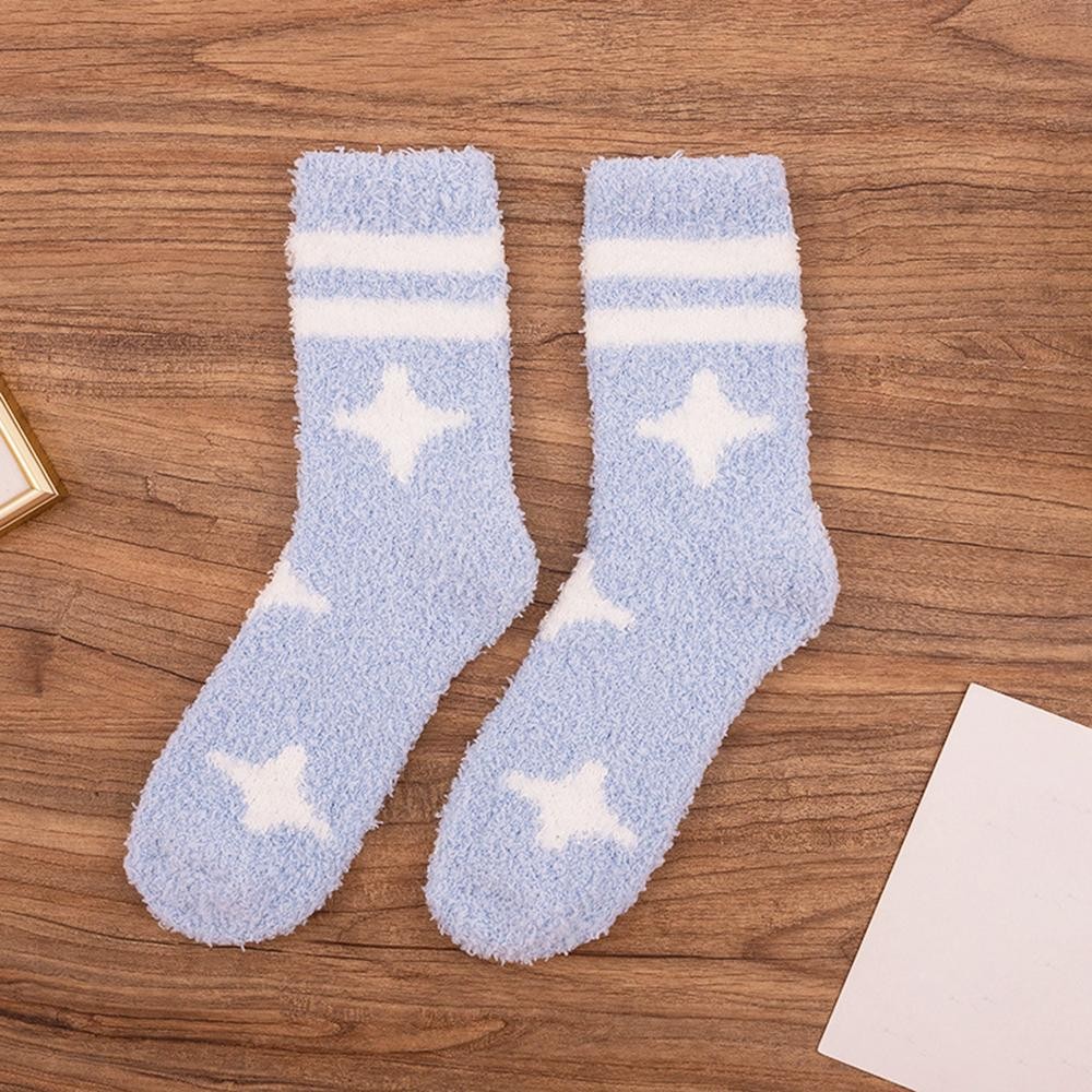 Soft Plush Knit Star Socks (6-pack) - One Size Fits Most (Sizes Adult 6-11) - Assorted Colors - 100% Poly Microfiber view 4