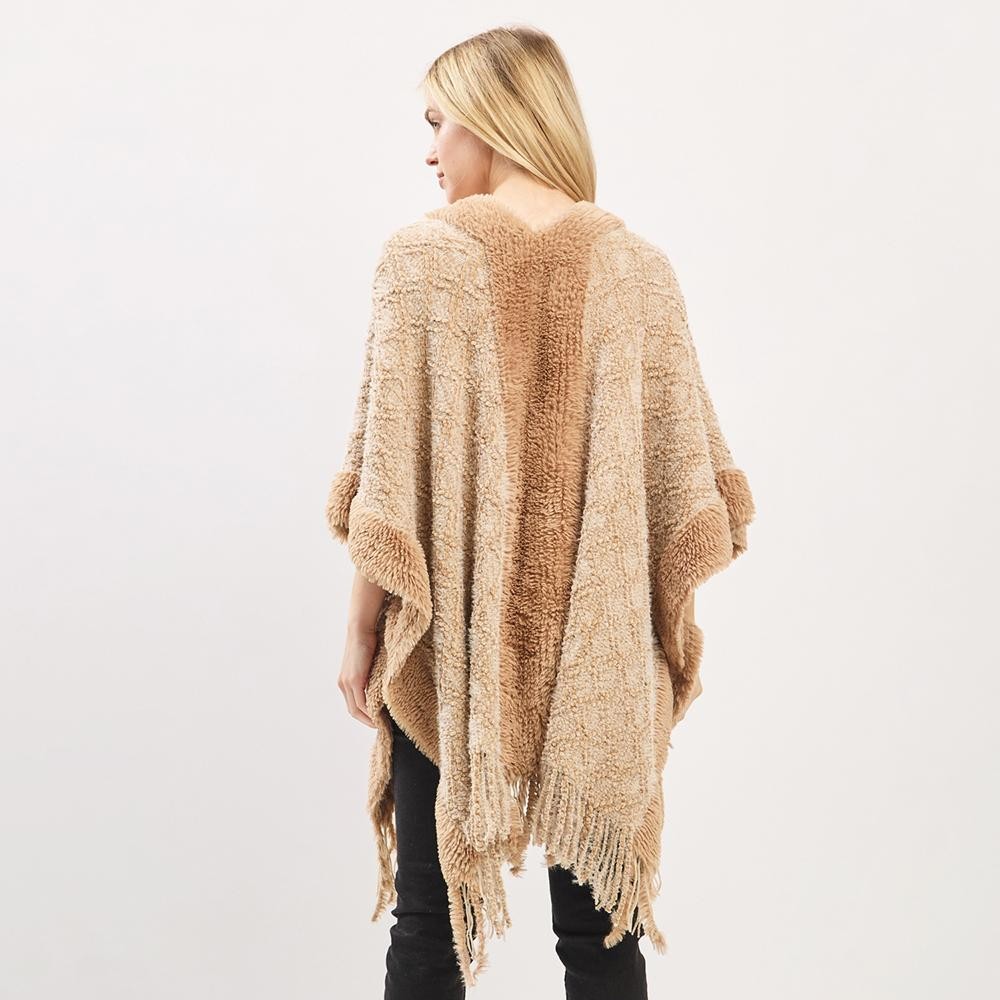 Boucle Knit Shawl With Fringe Detail - One Size Fits Most (0-14) - 100% Polyester view 6