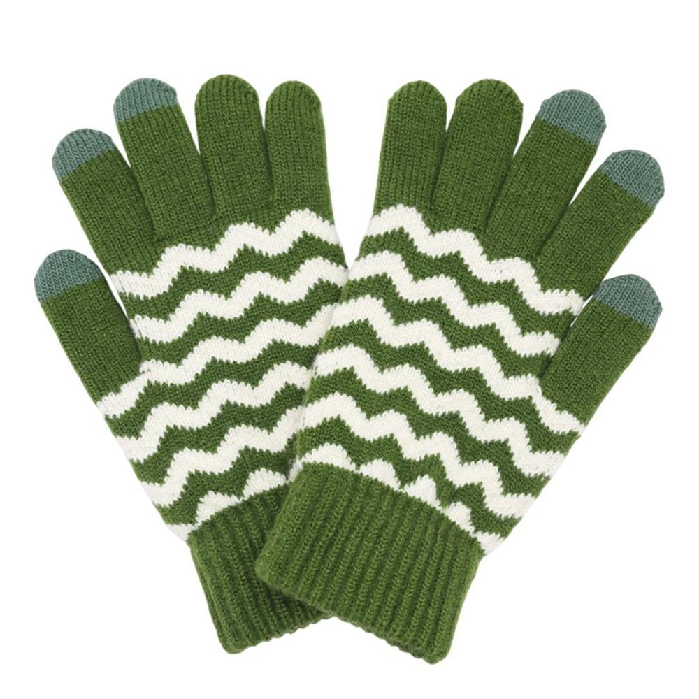 Knit Chevron Gloves - Touch Screen Compatible - One Size Fits Most - 70% Polyester / 30% PU view 2