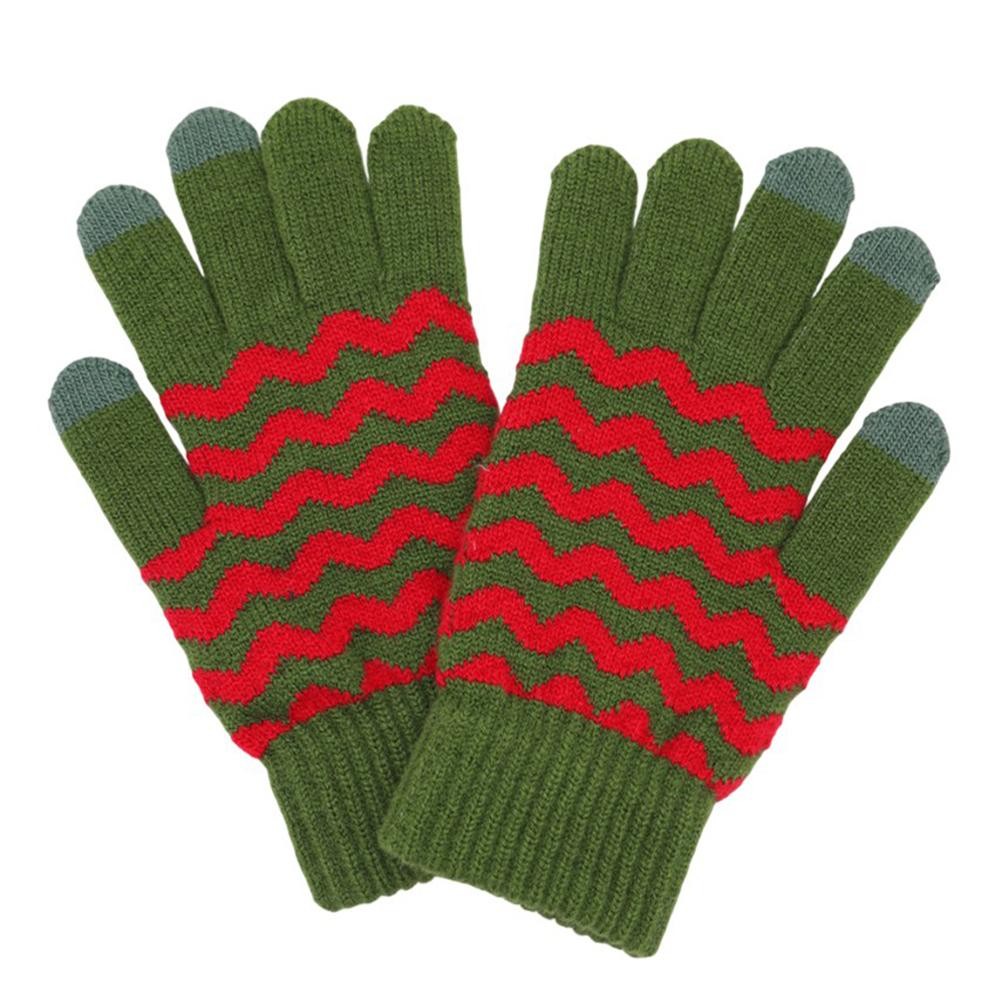 Knit Chevron Gloves - Touch Screen Compatible - One Size Fits Most - 70% Polyester / 30% PU view 2