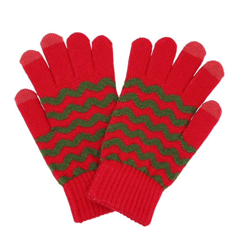Knit Chevron Gloves - Touch Screen Compatible - One Size Fits Most - 70% Polyester / 30% PU view 2