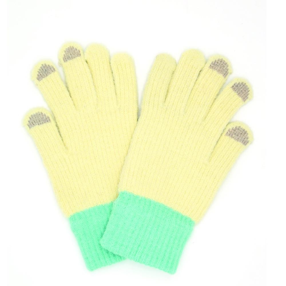 Two Tone Knit Gloves - Touch Screen Compatible - One Size Fits Most - 100% Acrylic view 2