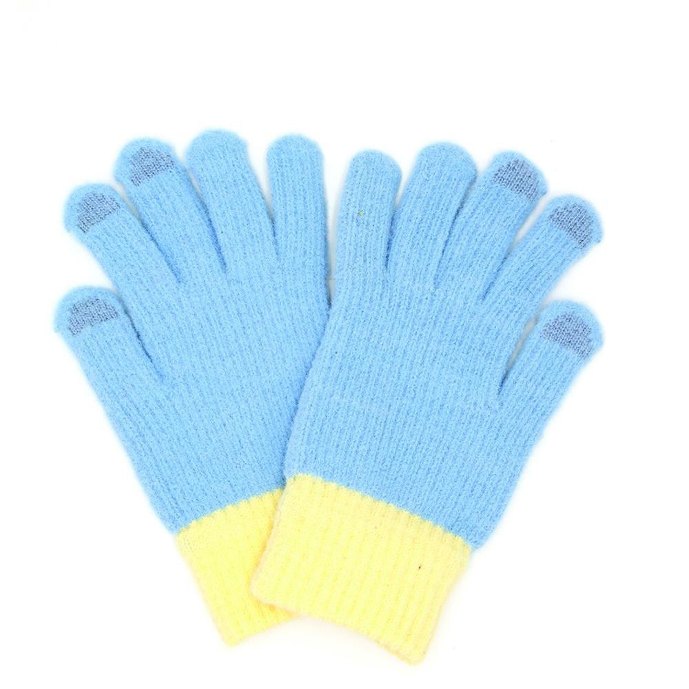 Two Tone Knit Gloves - Touch Screen Compatible - One Size Fits Most - 100% Acrylic view 2