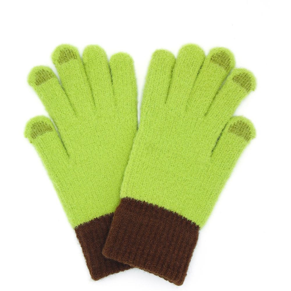 Two Tone Knit Gloves - Touch Screen Compatible - One Size Fits Most - 100% Acrylic view 2