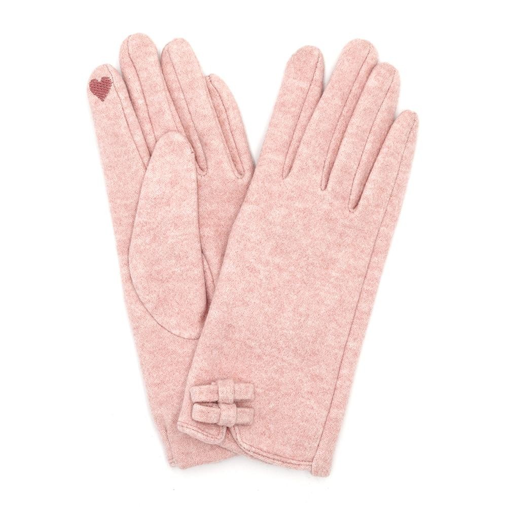 Faux Wool Gloves With Bow Details - Touch Screen Compatible - One Size Fits Most - 100% Polyester view 2
