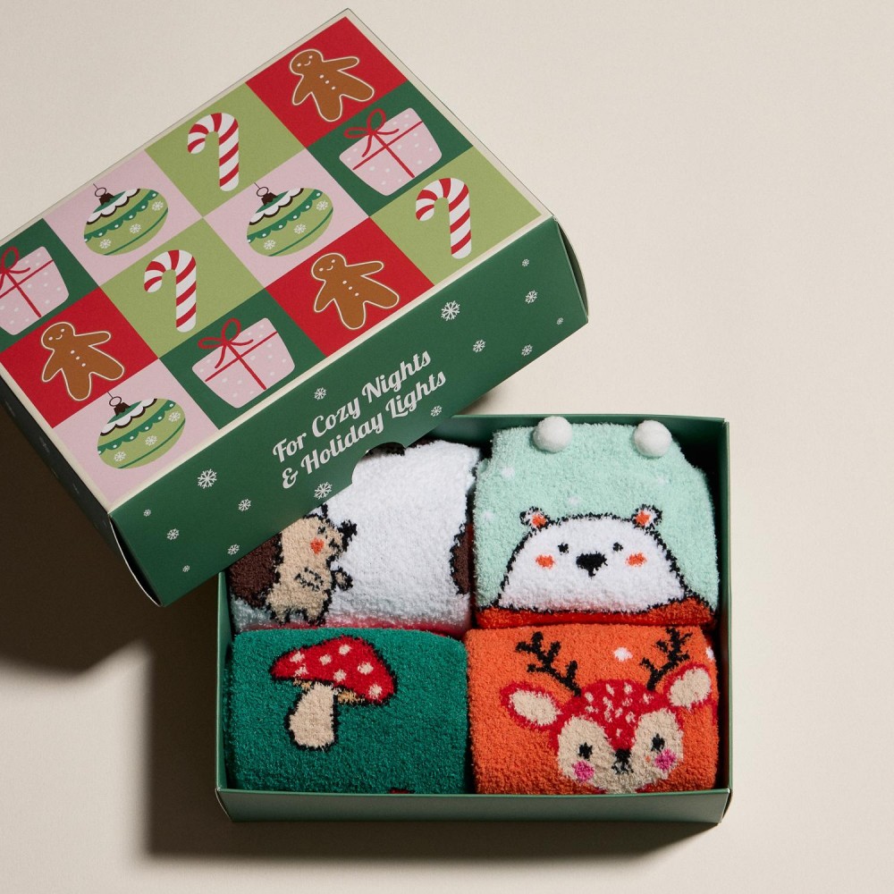 Microfiber Christmas Socks (4-Pack) - Gift Box Included - Women's Size 5-10 - 100% Microfiber Polyester view 2