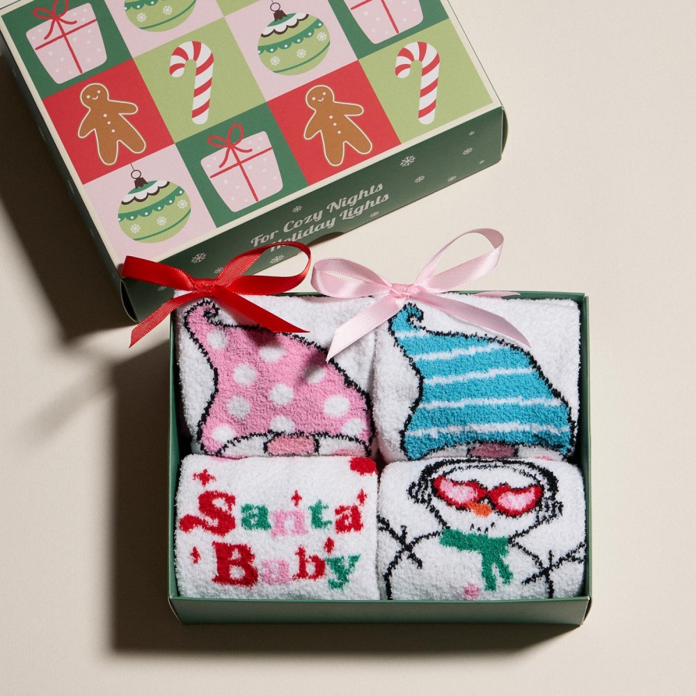 Microfiber Christmas Socks (4-Pack) - Gift Box Included - Women's Size 5-10 - 100% Microfiber Polyester view 2