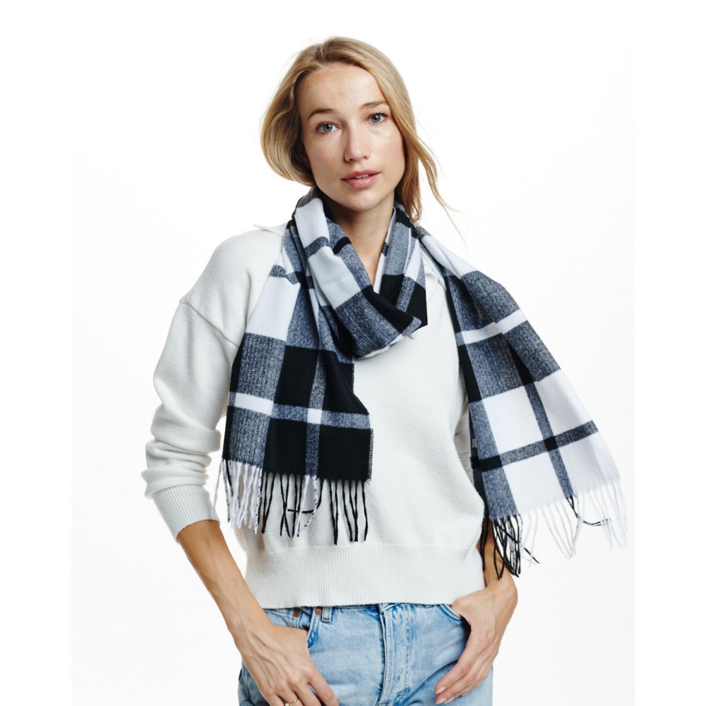 Soft Plaid Scarf With Tassel Detail - One Size - Approximately 13" W X 72" L - 100% Polyester view 2