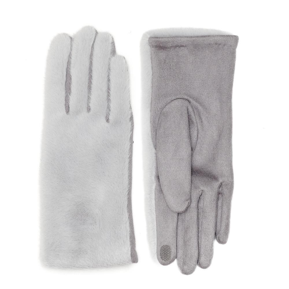 Faux Fur Gloves - Touch Screen Compatible - Fleece Lining - One Size Fits Most - 100% Polyester view 2