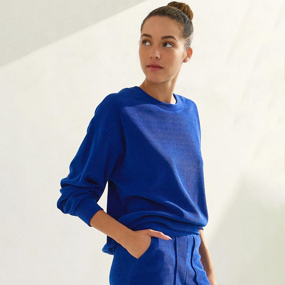 Women's Relaxed Ribbed Corduroy Long Sleeve Top (6-Pack) - Relaxed-fit - Corduroy fabric - Ribbed - Dropped shoulders - Ribbed cuffs - Curved Hem - Loose fit - Smooth - Imported - 98% Polyester 2% Spandex view 4
