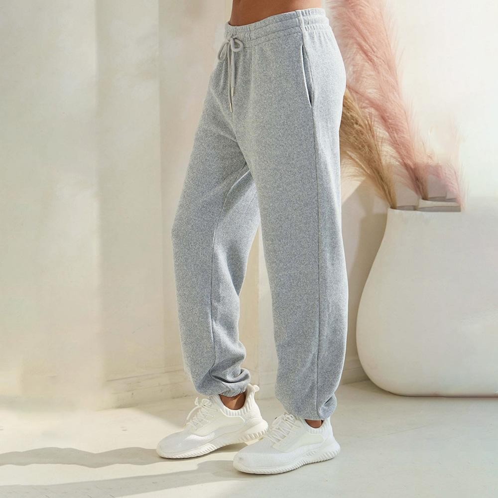 Women’s Corduroy Jogger Pants - Stretch Knit Corduroy Fabric - Two Pockets on the Side - Elastic Waist with Drawstring - Ribbed - Pull up style - Imported - 98% polyester 2% spandex view 4