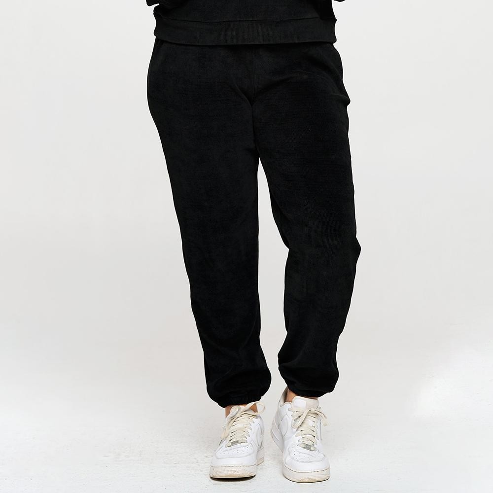 Women’s Corduroy Jogger Pants - Stretch Knit Corduroy Fabric - Two Pockets on the Side - Elastic Waist with Drawstring - Ribbed - Pull up style - Imported - 98% polyester 2% spandex view 2
