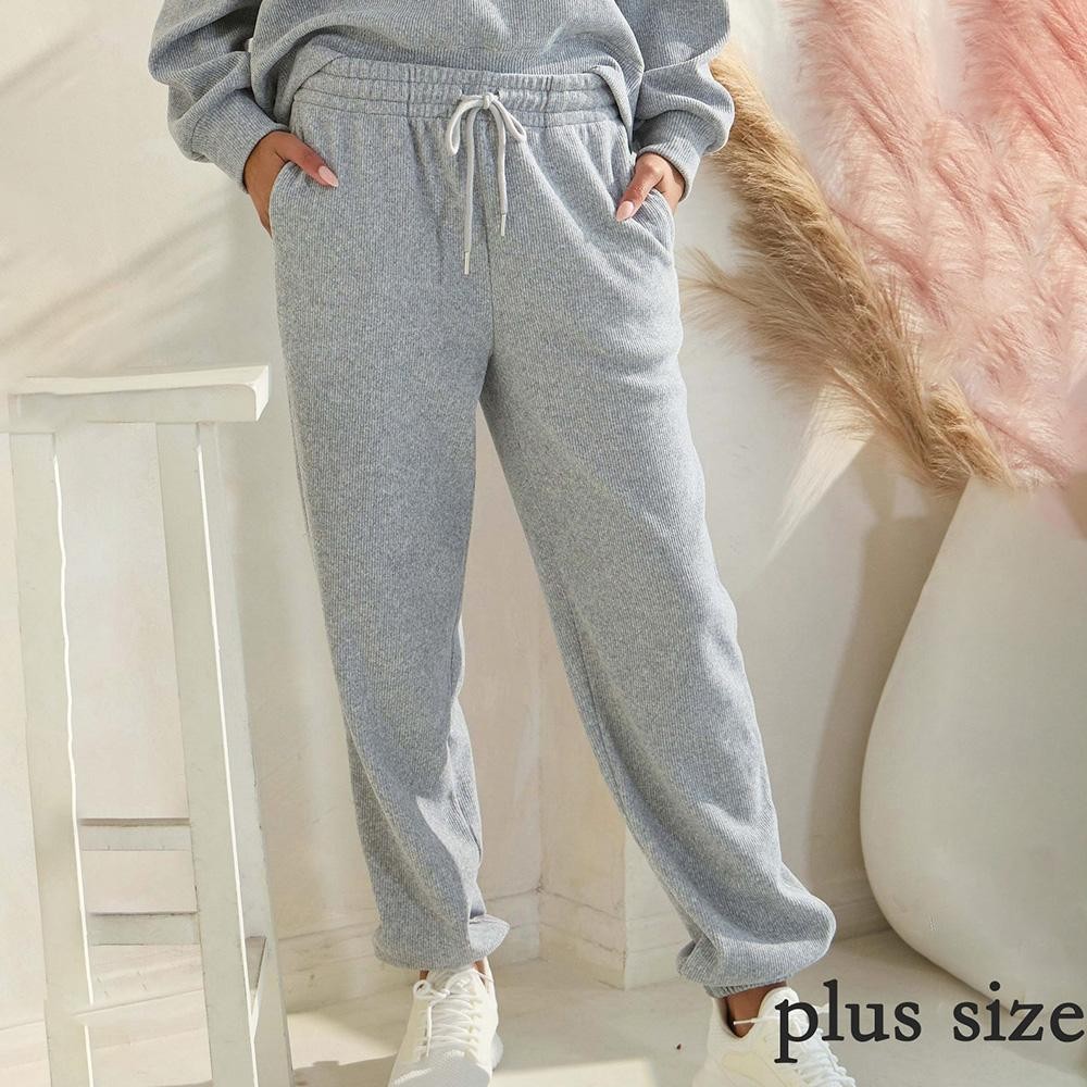 Women’s Corduroy Jogger Pants - Stretch Knit Corduroy Fabric - Two Pockets on the Side - Elastic Waist with Drawstring - Ribbed - Pull up style - Imported - 98% polyester 2% spandex view 2