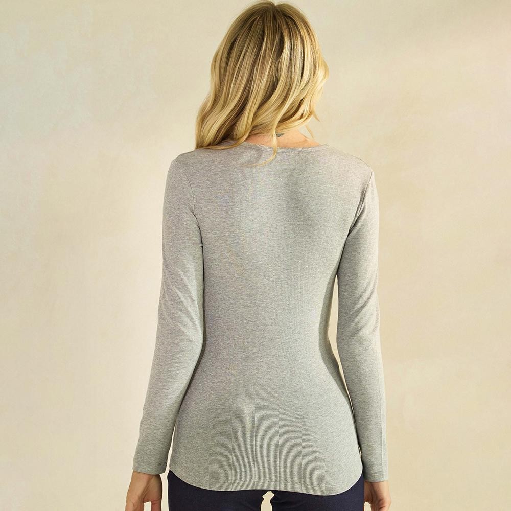 Women's Pure Comfort Ribbed Long Sleeve Top - Soft breathable - Crew neckline - Long Sleeve - Fitted Silhouette - 95% Viscose 5% Spandex view 6