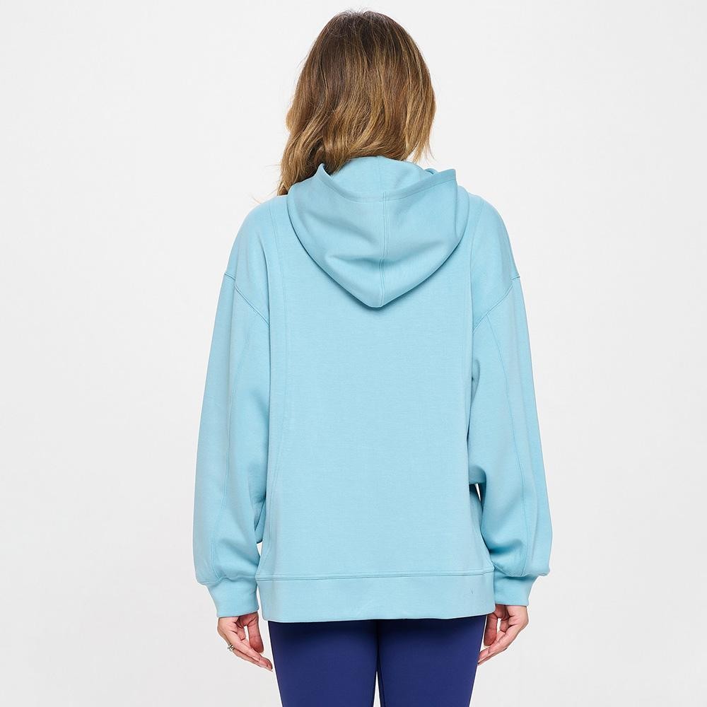 Women's Oversized UltraComfy Hoodie - Long Sleeves - Banded Sleeves - Pull Over - Scuba Fabric - Pockets on sides - Long Length - Imported - 40%Terylene 55%Rayon 5%Spandex view 6