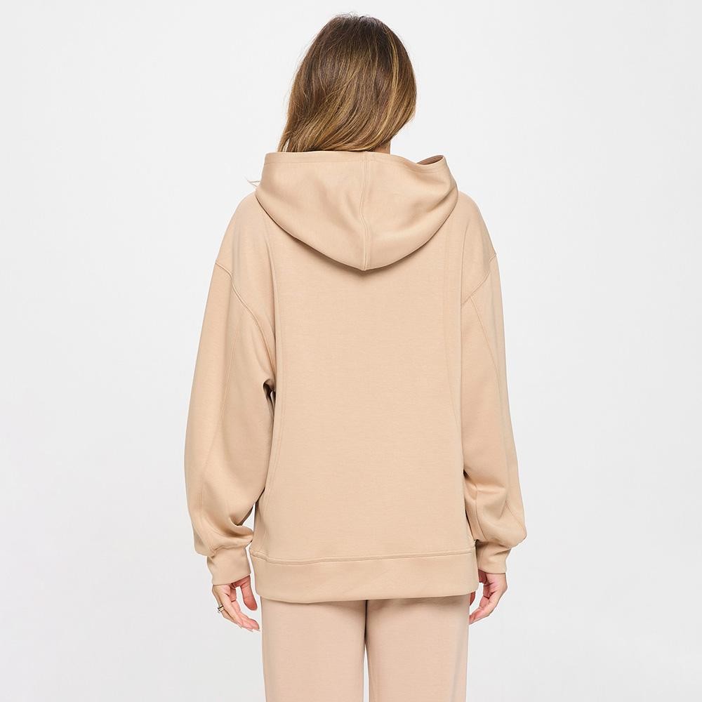 Women's Oversized UltraComfy Hoodie - Long Sleeves - Banded Sleeves - Pull Over - Scuba Fabric - Pockets on sides - Long Length - Imported - 40%Terylene 55%Rayon 5%Spandex view 6