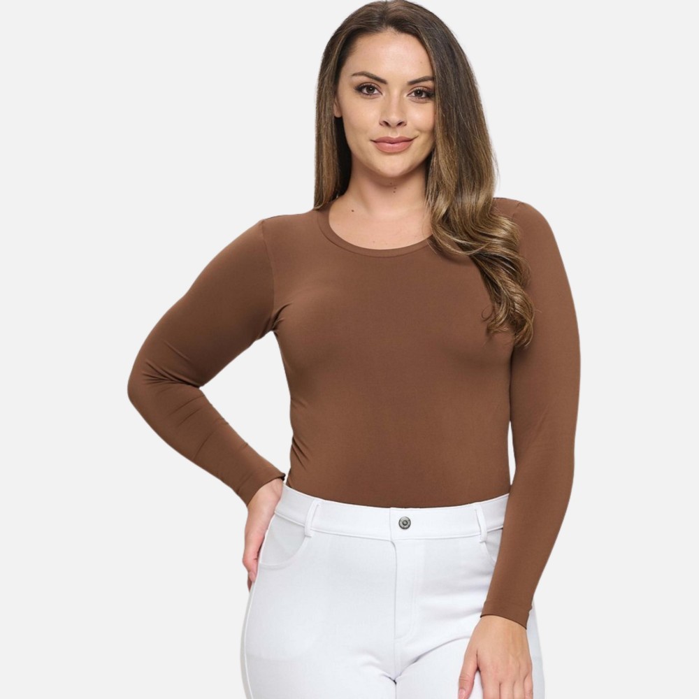 Women's Seamless Round Neck Long Sleeve Top •Crew Neckline •Seamless Construction •Fitted Design •Self Fabric Binding •92% Nylon, 8% Spandex view 2