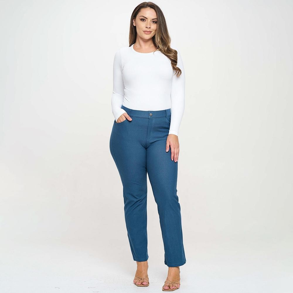 Plus Size Women's Seamless Round Neck Long Sleeve Top - Crew Neckline - Seamless Construction - Fitted Design - Self Fabric Binding - 92% Nylon, 8% Spandex view 4