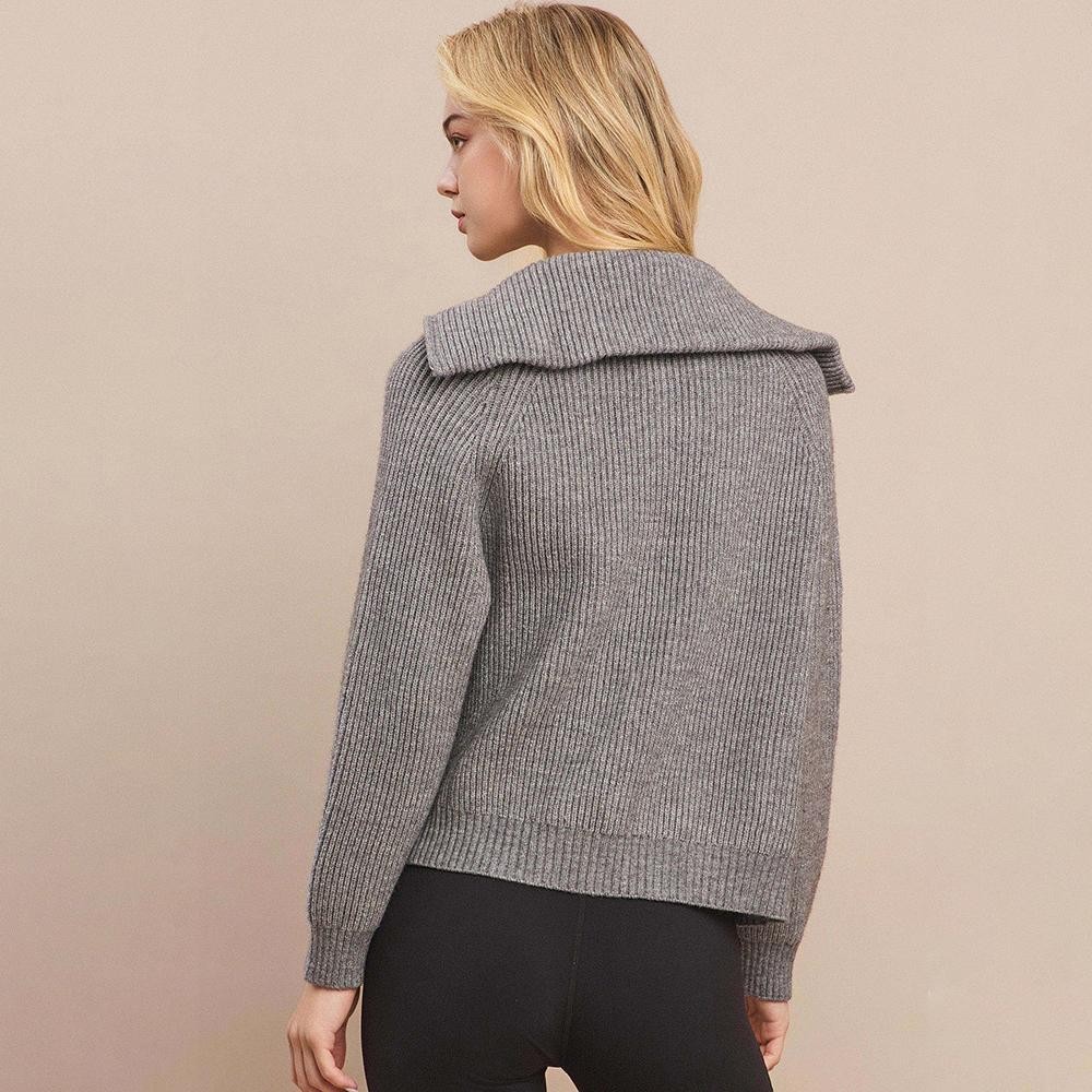 Women’s Luxe Funnel Neck Cardigan - Double Zip Rib Cardigan - Versatile - Funnel Neckline - Full length Sleeves - No itch Material view 6