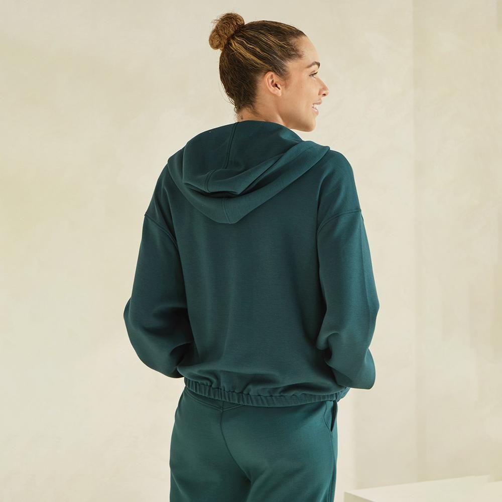 Women's UltraComfy Zip-up Jacket with Hoodie - Dropped Shoulder - Zip Front Closure - Elastic Hem and Cuffs - Lip Pockets - Matching Color Zipper - Dropped Shoulder -Relaxed Silhouette - 45% Rayon, 47% Polyester, 8% Spandex view 6