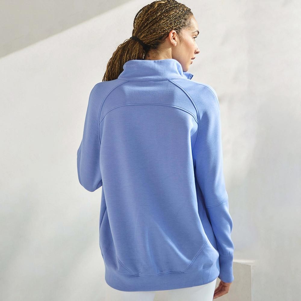 Women's Ultra Soft Funnel Neck Full Zip Jacket -Funnel Neck -Raglan Sleeve -Patch Pockets -Relaxed Silhouette -Front Full Zipper Closure -Comfort Outerwear -Elbow Seam - 45% Rayon 47% Polyester 8% Spandex view 6