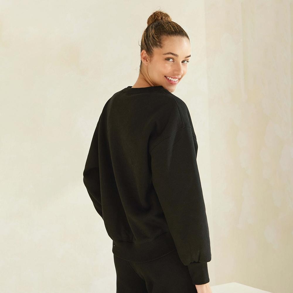 Women's Ultra Soft Cotton Fleece Crewneck Top - Dropped Shoulder - Pullover - Relaxed Fit - Ribbed Neckline - Sleeve Cuffs - Rib Bodice Hem - Straight Silhouette - Imported - 97% Cotton, 3% Spandex view 6