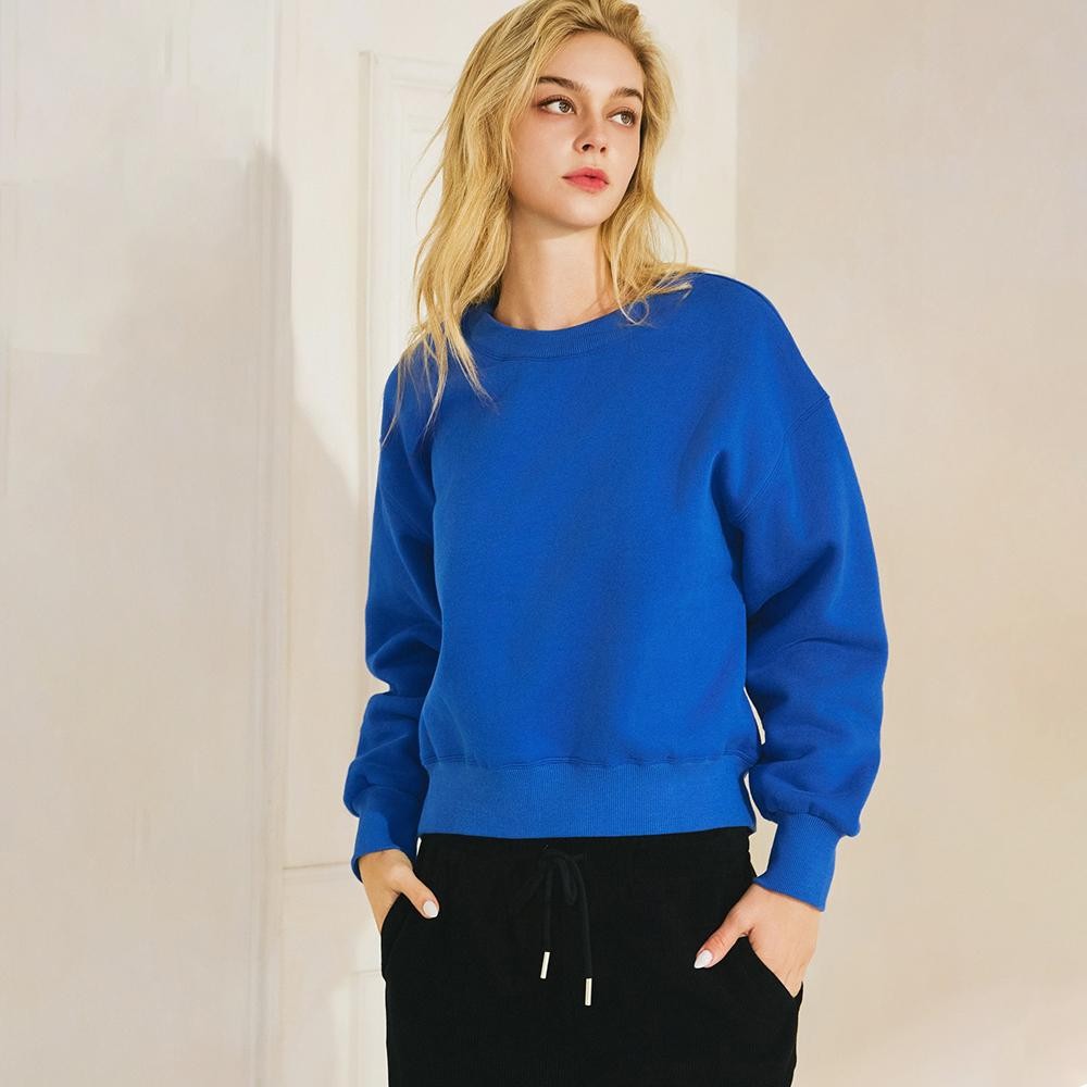 Women's Ultra Soft Cotton Fleece Crewneck Top - Dropped Shoulder - Pullover - Relaxed Fit - Ribbed Neckline - Sleeve Cuffs - Rib Bodice Hem - Straight Silhouette - Imported - 97% Cotton, 3% Spandex view 2