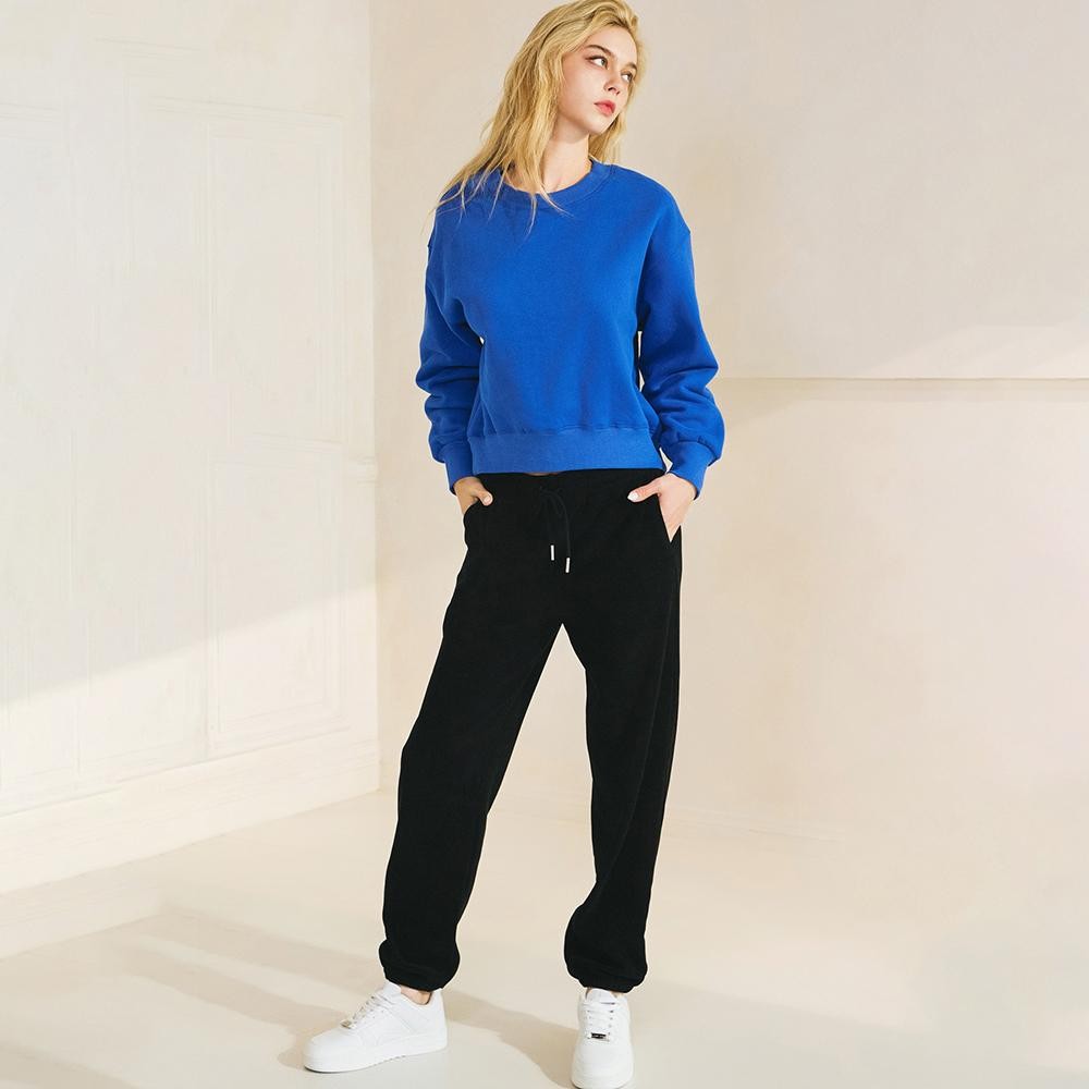 Women's Ultra Soft Cotton Fleece Crewneck Top - Dropped Shoulder - Pullover - Relaxed Fit - Ribbed Neckline - Sleeve Cuffs - Rib Bodice Hem - Straight Silhouette - Imported - 97% Cotton, 3% Spandex view 4