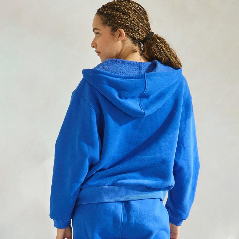 Women's Cozy Fleece Front Zip Hoodie - Dropped Shoulder - Zip Front Closure - Elastic Hem and Cuffs - Lip Pockets - Matching Color Zipper - Relaxed Silhouette - Soft and Comfy - 97% Cotton, 3% Spandex view 6