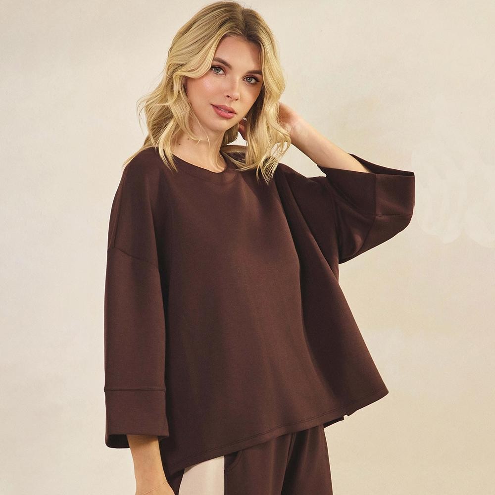 Women's So Relaxed UltraComfy Top - Dropped Shoulders - Simple casual design - Relaxed silhouette allows for easy movement - Lightweight yet breathable - Simple pullover style - Scuba fabric - Imported - 45%Rayon 47%Polyester 8%Spandex view 4
