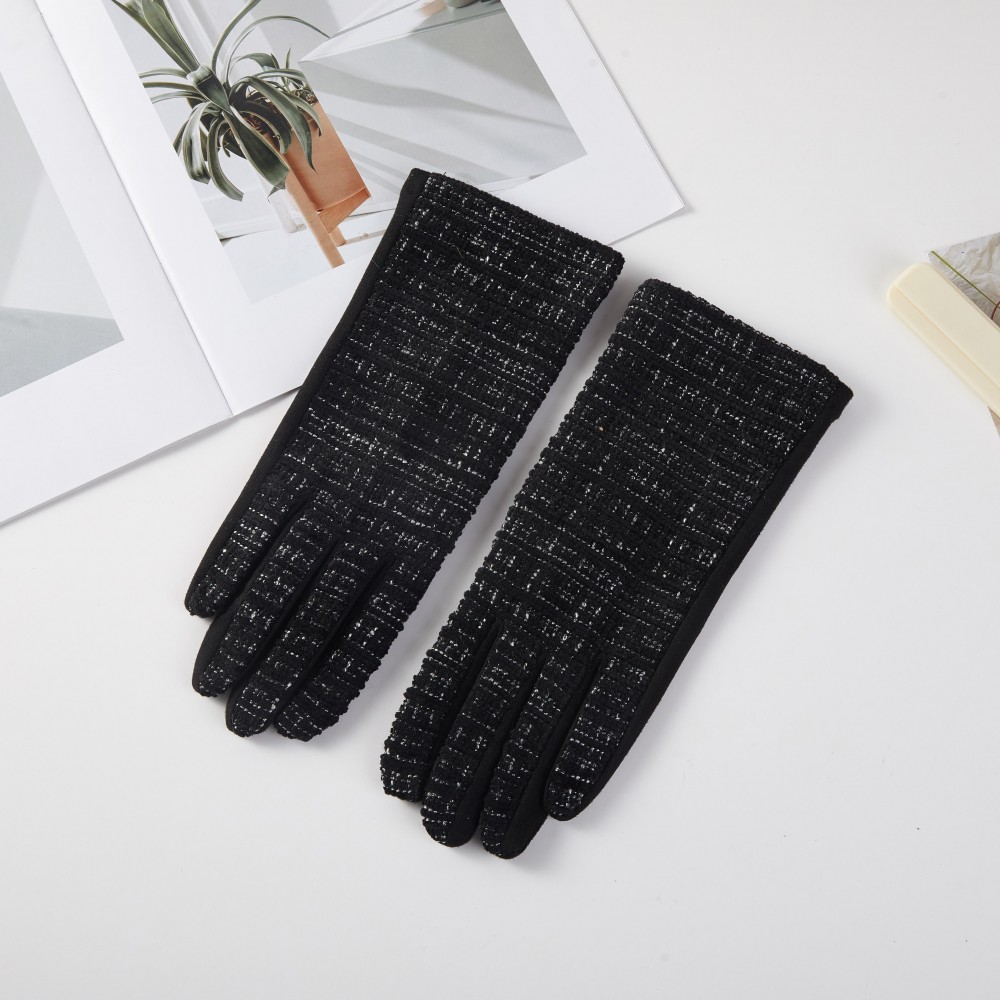 Tweed & Suede Gloves - One Size Fits Most - 100% Polyester view 2