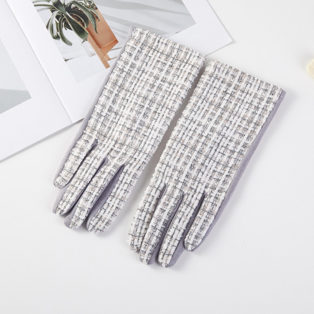 Tweed & Suede Gloves - One Size Fits Most - 100% Polyester view 2