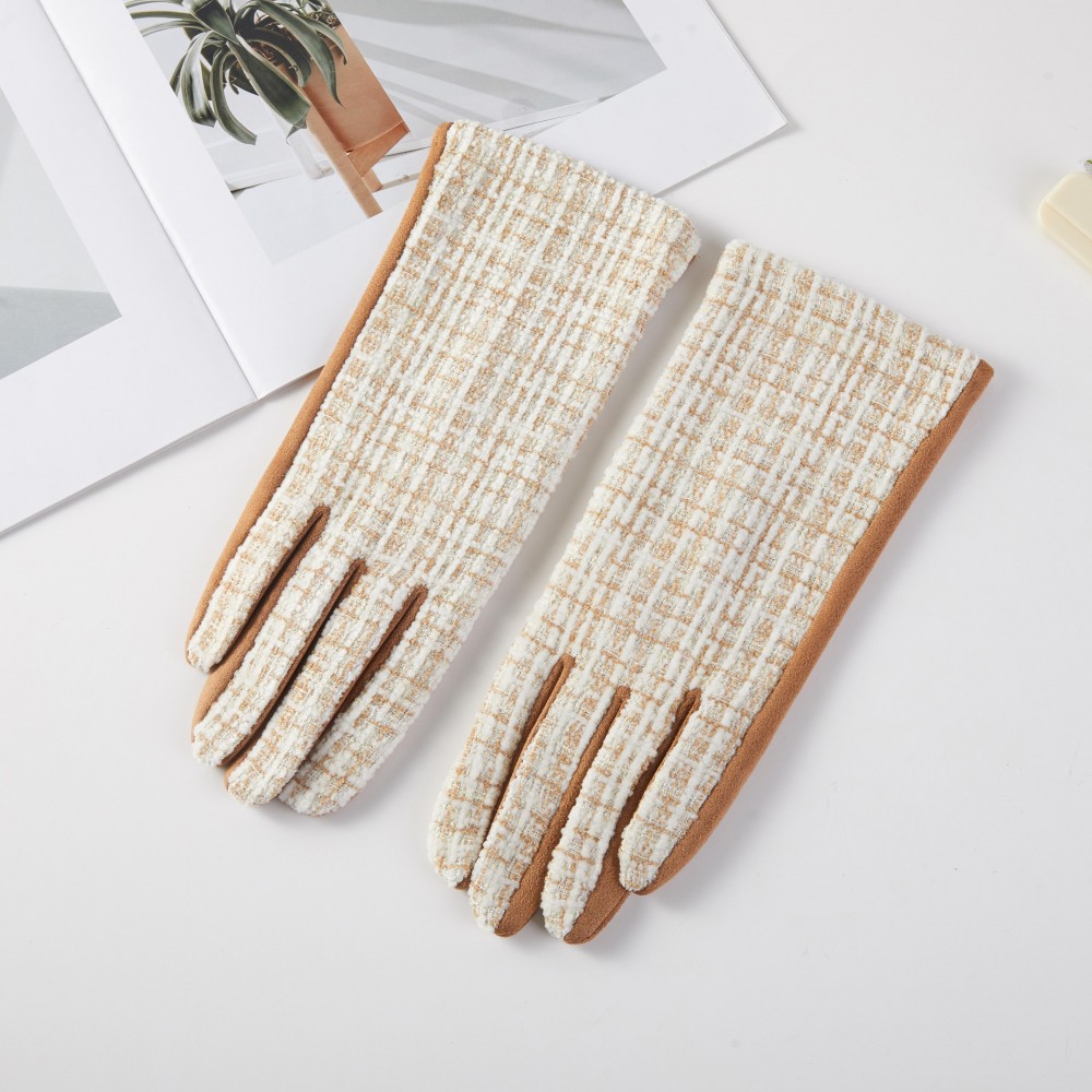 Tweed & Suede Gloves - One Size Fits Most - 100% Polyester view 2