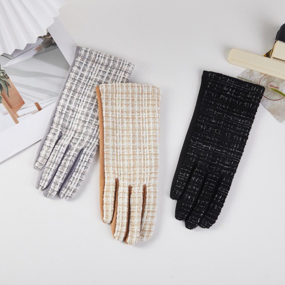 Tweed & Suede Gloves - One Size Fits Most - 100% Polyester view 4