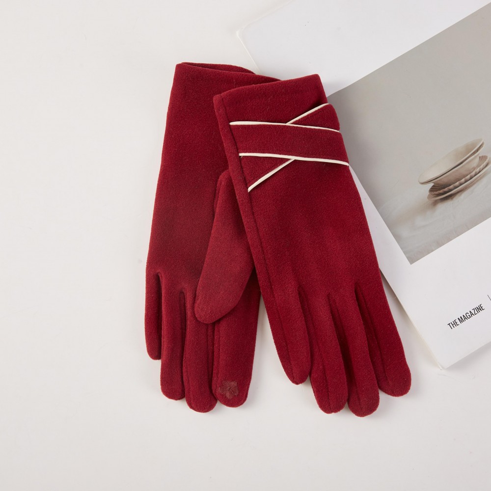 Faux Wool Gloves Criss Cross Detail - One Size Fits Most - 100% Polyester view 2