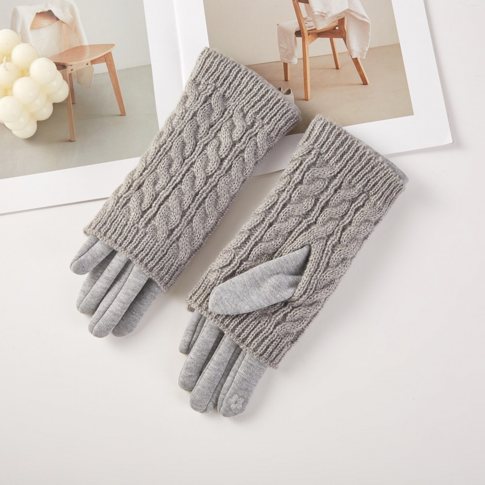 High Folded Knit Cuff Gloves - One Size Fits Most - 100% Polyester view 2