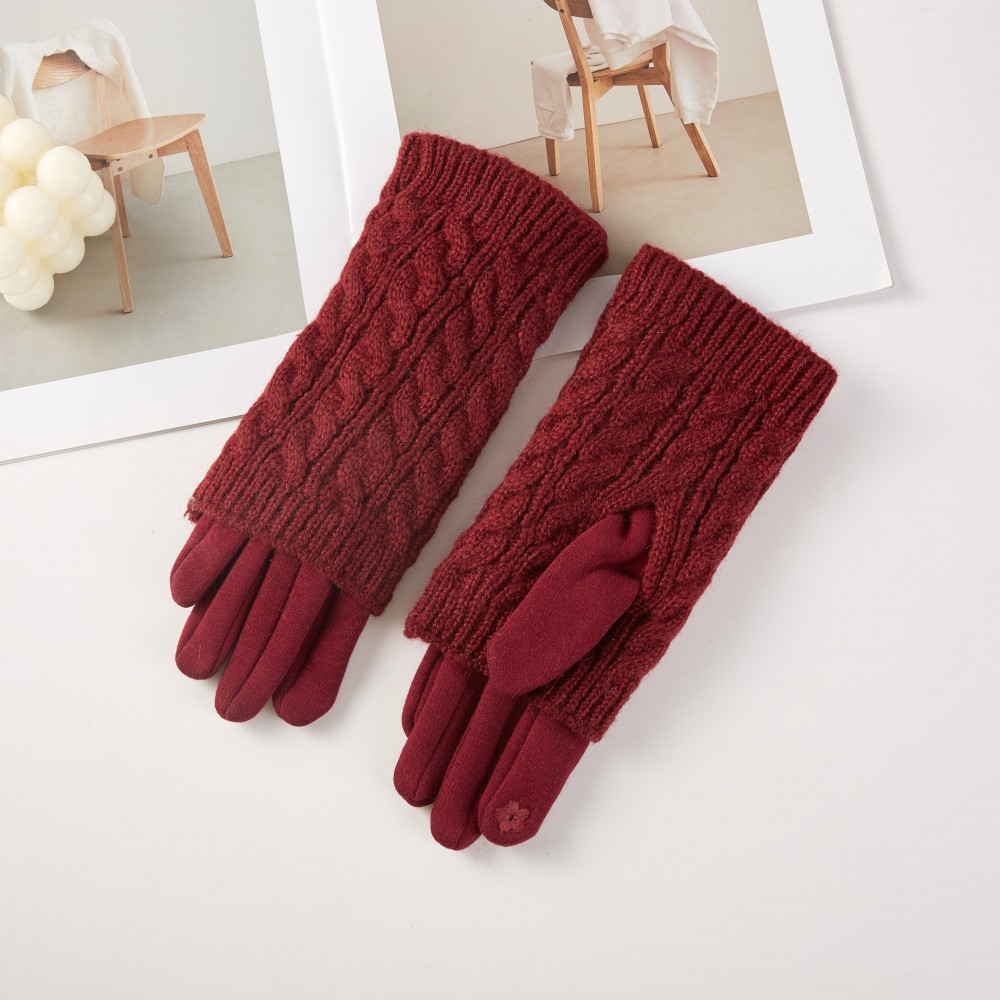 High Folded Knit Cuff Gloves - One Size Fits Most - 100% Polyester view 2