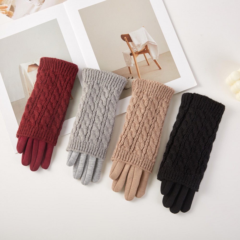 High Folded Knit Cuff Gloves - One Size Fits Most - 100% Polyester view 4