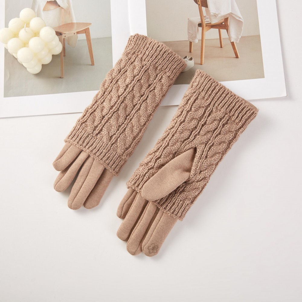 High Folded Knit Cuff Gloves - One Size Fits Most - 100% Polyester view 2