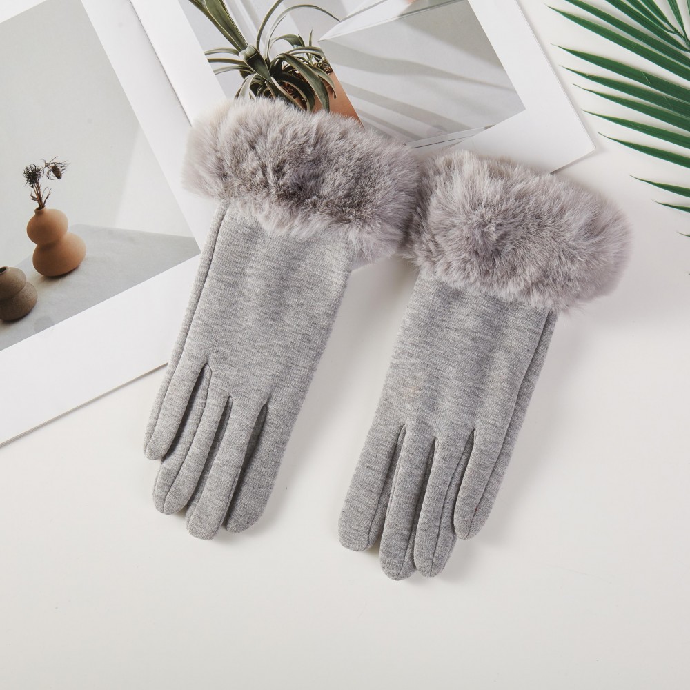 Soft Knit Gloves With Faux Fur Cuffs - One Size Fits Most - 100% Polyester view 2