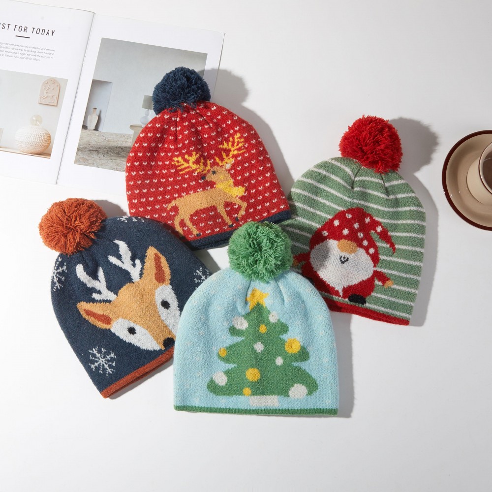 Christmas Tree Beanie With Pom - One Size Fits Most - 100% Acrylic view 4