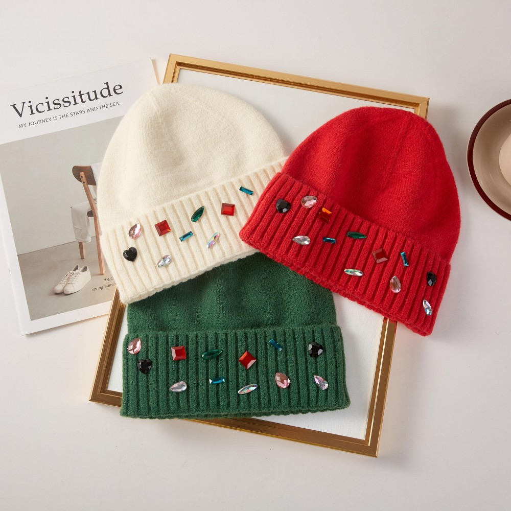 Beanie & Convertible Flip Mitten Set Featuring Rhinestones - One Size Fits Most - 100% Acrylic view 4