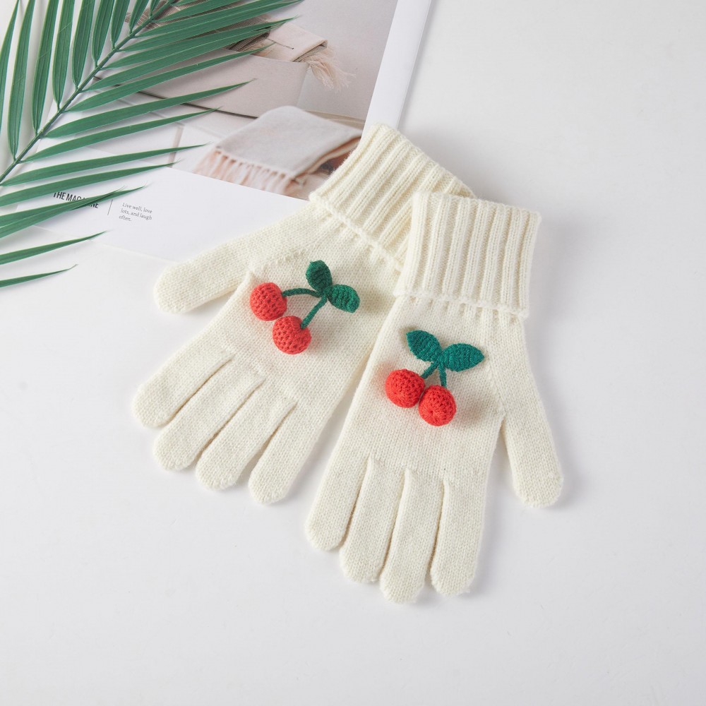Cherry Themed Beanie & Glove Set - One Size Fits Most - 100% Acrylic view 4