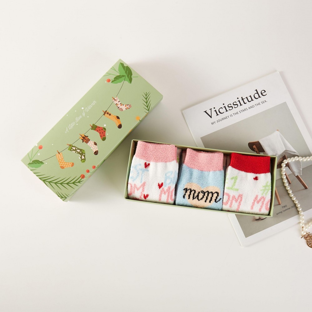 Microfiber Mother's Day Pattern Socks (3-Pack) - Gift Box Included - Women's Size 5-10 - 100% Microfiber Polyester view 2