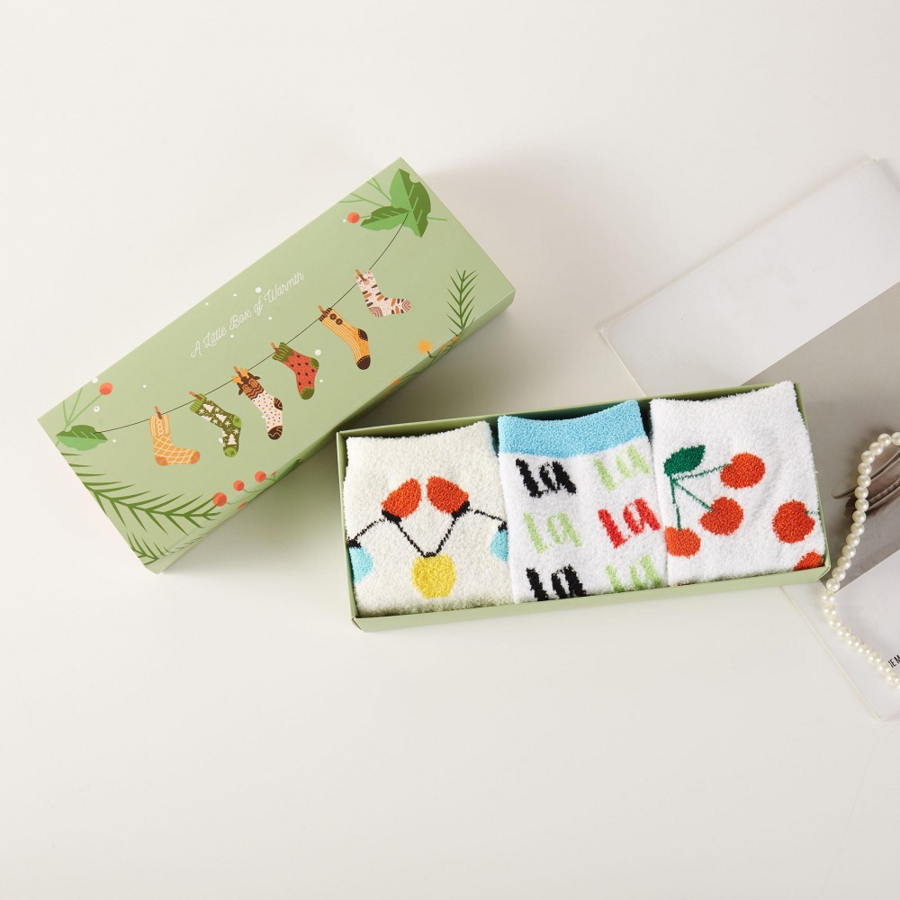 Microfiber Christmas & Cherry Socks (3-Pack) - Gift Box Included - Women's Size 5-10 - 100% Microfiber Polyester view 2