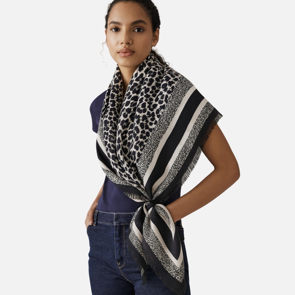 Do Everything In Love Leopard Print Scarf With Fringed Edge - 100% Polyester view 2